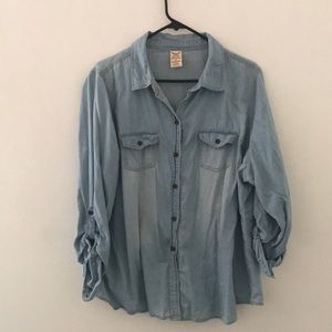 Faded glory denim button down shirt for women.